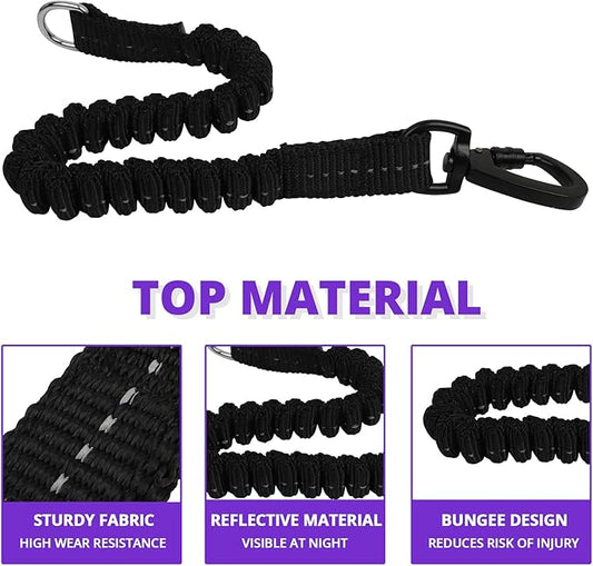 Long Dog Leash 10 FT: Heavy Duty Rope Leashes for Dogs Training with Swivel Lockable Hook Reflective Threads Bungee and Padded Handle - Dog Lead for Large Small Medium Dogs Outside Walking Hiking
