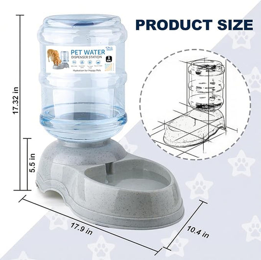 PupGleam Water Dispenser Station for Large Dogs and Cats, 3 Gallon Large Capacity Gravity Automatic Water Feeder, Indoor Outdoor Dog Drinking Fountain, Dog Water Bowl for Multiple Pets, BPA Free