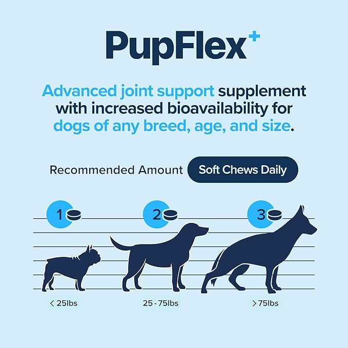 PupFlex+ Hip and Joint Supplement Dogs, Vet Created Soft Chews w/UC-II® Collagen, CurcuVET® & Omega 3 - UC-II Collagen More Effective Than Glucosamine Chondroitin, Dog Joint Supplement (60 ct)