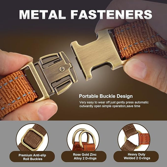 Didog Step in Dog Harness with Metal Buckles, Freedom Nylon Dog Halter Vests for Medium Dogs Easy Walking Training(M:Chest 19-28", Brown)