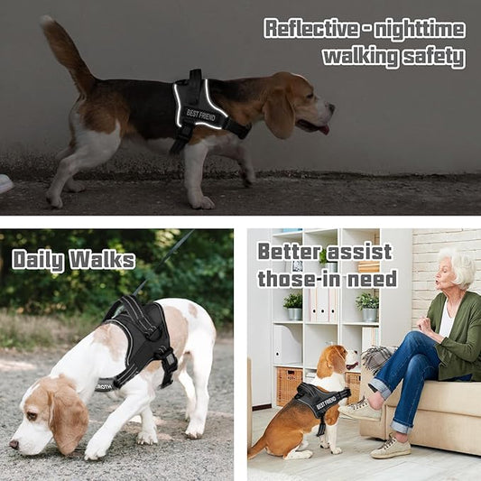 AUROTH Dog Harness No Pull Soft Padded Service Dog Vest, No Choke, Easy On Pet Vest with Handle, Adjustable Reflective Dog Harness for Small, Medium and Large Dogs, Easy Walking and Training