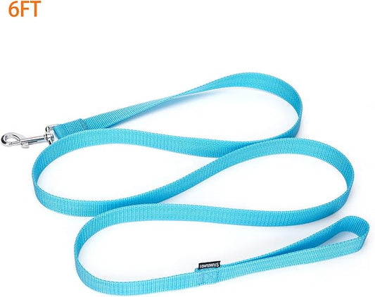 Siumouhoi Strong Durable Nylon Dog Training Leash, 1 Inch Wide Traction Rope, 6 ft Long, for Small and Medium Dog (Mint Blue, 6 Feet)