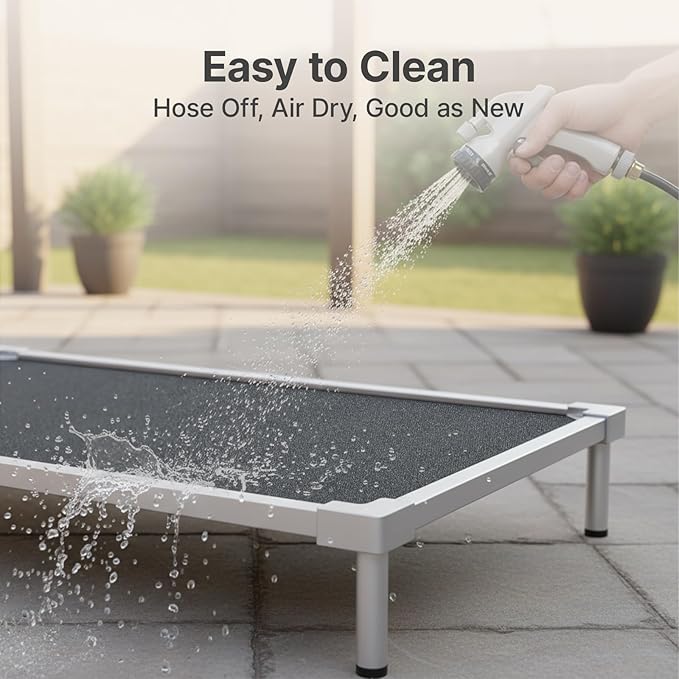 Pronest Elevated Dog Bed Medium Size Dog, Chew Proof Aluminum Alloy Heavy Duty Dog Supplies Cooling Raised Pet Cot Indestructible with Anti-Rust Washable Assembly for Crate Outdoor-40.6"x 28.7" x 7"