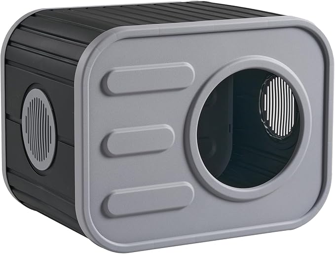 ONBRILL Outdoor Cat House Weatherproof with Dual Ventilation Windows, Spacious Durable PP Material Cat House for Outdoor Indoor Use, Easy to Assemble and Clean, Black
