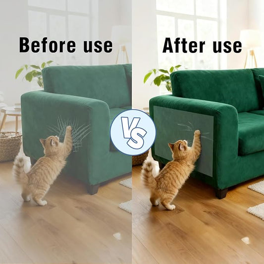 Cat Scratch Furniture Protector, 157" x 11.8" Couch Protector from Cat Claws, Thickened Transparent Self-Adhesive Furniture Protectors for Couch Protection from Cat Scratching