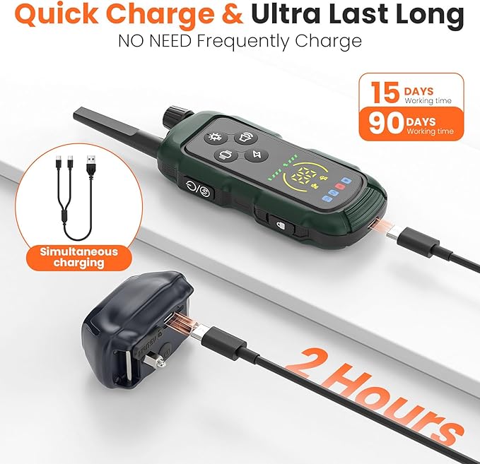VUMXPE Dog Shock Collar - 4000FT Remote Training Collar with 4 Modes & LED Lights, IP67 Waterproof, Rechargeable E Collar for Small to Large Dogs (8-150 Lbs), Green