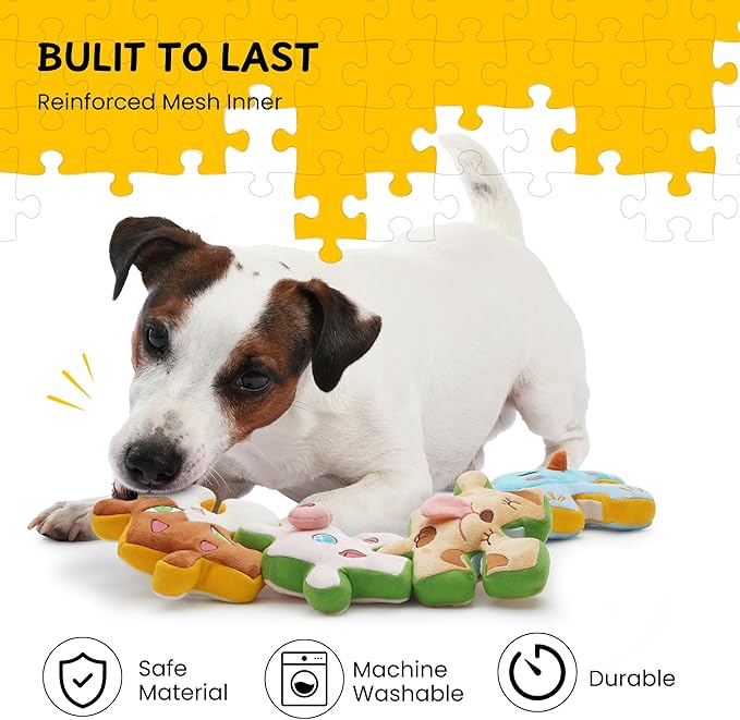 Nocciola Tearable Rip Pull Apart Squeaky Dog Puzzle Toys, 4 in 1 Enrichment Interactive Plush Stuffed Crinkle Chew Toys for Small Medium Large Breeds