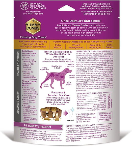 Yummy Combs Dog Dental Treats – Vet VOHC Approved, Removes Tartar & Cleans Teeth – Yummy High Protein Chicken Treat for Extra Small Dogs (Mini Pack, 30 Count)