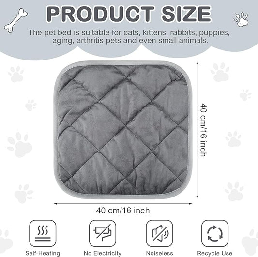 Clysee 8 Pack Self Heating Cat Mat Self Warming Cat Bed Extra Warm Thermal Pet Bed Mat Reflects Body Heat Washable Dog Crate Pad for Indoor Outdoor Pets(Gray,16 x 16 Inch)