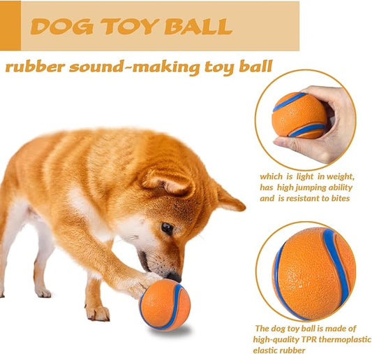 FCCUM Dog Toy Ball,Rubber Sound-Producing Toy Ball, with a Groove Design That is Resistant to Bites, Has a High Bounce, Dog Training Interactive Pet Toy, Relieving Pet Anxiety(Large Size)