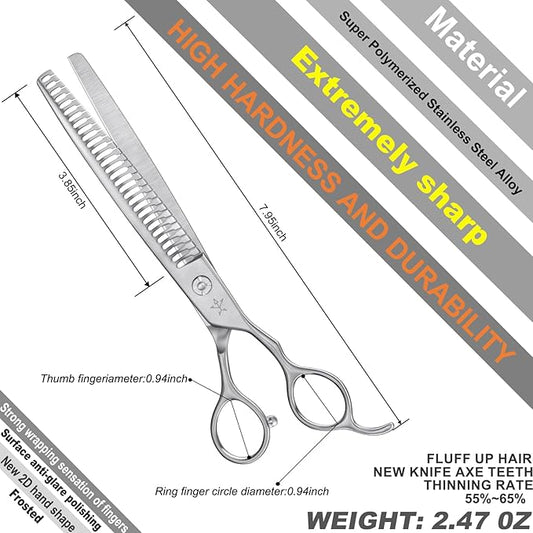 High-end Professional Dog Grooming Thinning Scissors Teeth Cutting Blending Shears Pet Texturizing Shears 7.5 Inch Extremely Very Sharp Stainless Steel Alloy For Cat Other Animals Groomer