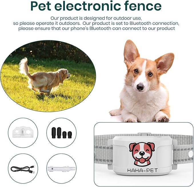 WEUYUY GPS Electric Dog Collar with Free App, Wireless Fence System with Training Collar, Portable Fence for Outdoor Use, Rechargeable Waterproof Collar, Adjustable of Dogs