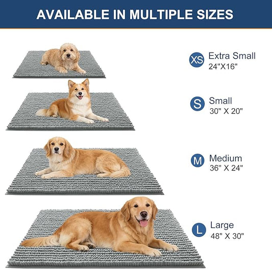 OLANLY Dog Door Mat for Muddy Paws 40x32, Ultra Absorbent Chenille Mud Doormat, Non-Slip Washable and Dirt Trapping Doormat for Indoor Entryway, Quick-Dry Indoor Pet Bed Mats for Dogs, Grey