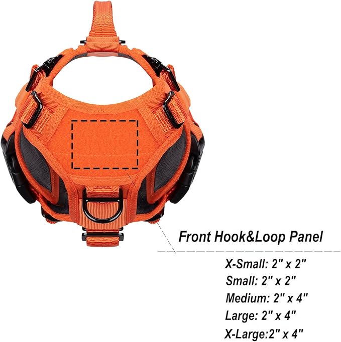 ICEFANG GN3 Tactical Dog Harness with 6X Buckle,Dog Molle Vest with Handle,3/4 Body, Hook and Loop Panel for ID Patch,No Pulling Front Clip (X-Small (Pack of 1), Safety Orange)