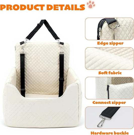 Dog Car Seats for Small Dogs Under 30lbs, Dog Booster Seat with Detachable Washable Cover and Cushion, Memory Foam Pet Car Seat with Safety Belt and Storage Pockets