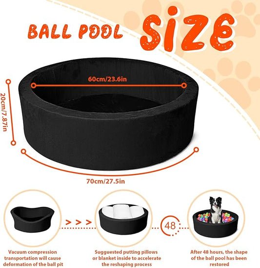Pet Beds, 27.5 Inch Round Foam Sof Dog Beds,Suitable for Small Dog & Cat Play in The Ball Pit,Black - Ideal for Puppies and Kittens(Balls Not Included)...