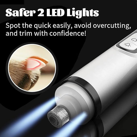 Silent Groom Pro Nail Grinder 2026 Upgraded with 2 LED Light & 3-Speed 2000mah Battery Professional Quiet Painless Paws Grooming & Smoothing for Small Medium Large Dogs and Cats (1+2*Replacement Head)