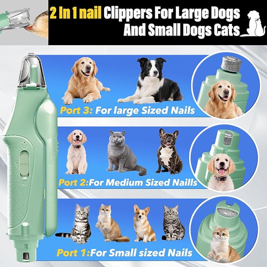 CATPICK 2-in-1 Cat Nail Clippers & Dog Nail Clippers Trimmers for Large Medium Small Dogs Cats Claw Trimmer Quick Sensor and Safety Guard USB Rechargeable with 2 LED Lights Dogs Nail Trimmer