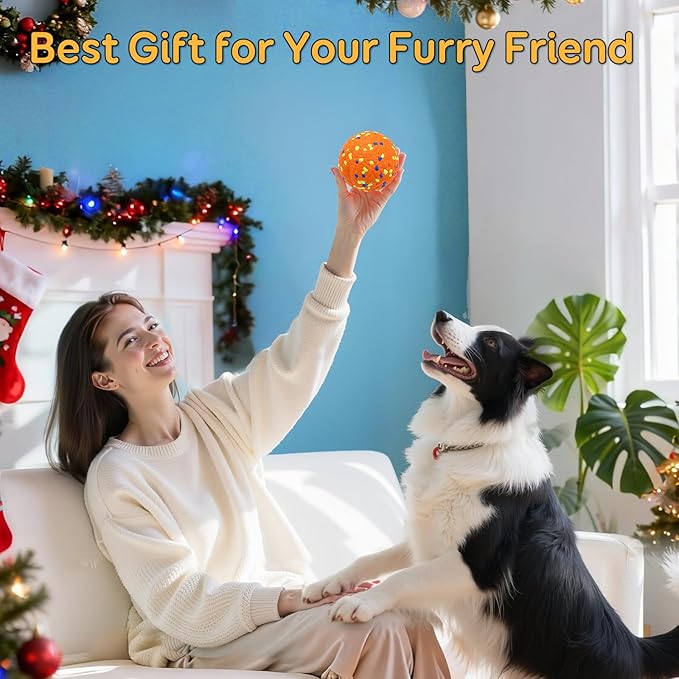 Kimee Dog Balls, Indestructible Tennis Balls for Aggressive Chewers, ETPU High-Bounce Floating Fetch Toys for Small & Medium Large Puppies, 4 Pack 2.75''