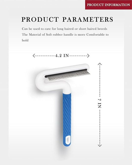 Flea Comb,TailGurus Pet Flea Comb for Dogs & Cats - Grooming Tool with Long & Short Steel Teeth, Safely Removes Tangles and Knots, Gentle Detangling Brush for Pet Hair (TG2042)(Blue)