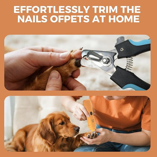PAPIFFEED Dog Nail Clippers & Grinder with Manual Nail Clipper – Quiet 3-Speed Electric Dog Nail Trimmers with Dual LED, Rechargeable Pet Nail File for Dogs & Cats (Orange)
