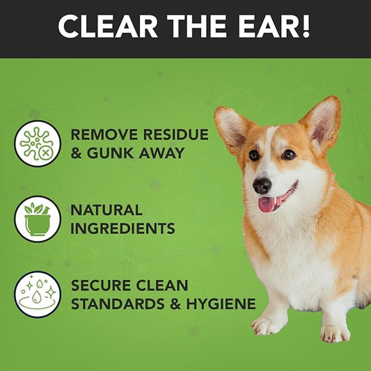 NOVEHA 150PCs Dog Ear Cleaner Wipes, Daily Ear Cleaner for Dogs & Cats - Stop Ear Itching with Aloe, Eucalyptus & Witch Hazel Ear Wipes for Dogs - for Odor Control, Dirt and Wax Removal, Unscented