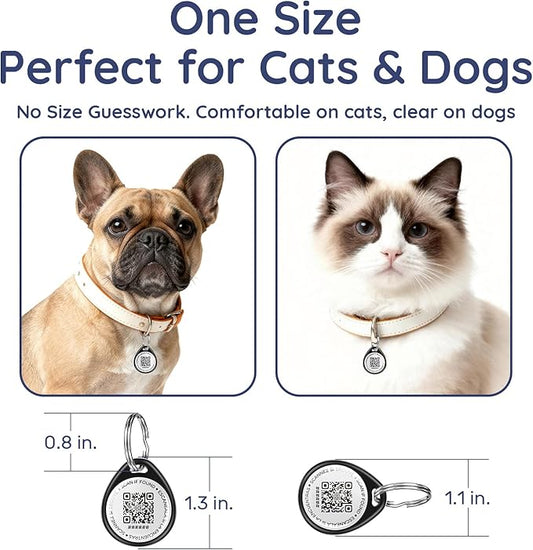 QR Code Dog Tag and Cat Tag, Scan to Reunite Faster, Waterproof and Durable, Lightweight and Quiet, Updatable Contact Info, Black and Blue, 2 Tags in 1 Pack