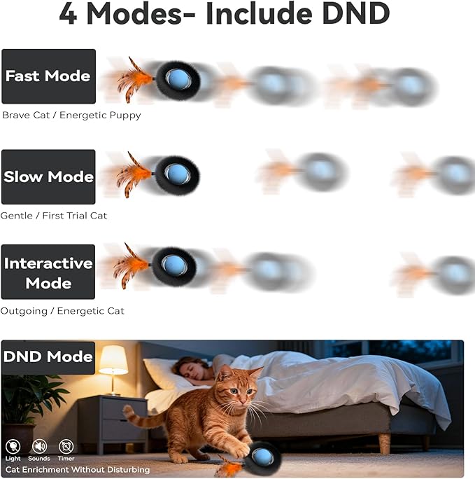 KiwiLove Interactive Cat Toy with Motion Activated Ball & 7-Hole Play Mat, Hide and Seek Exercise Game for Indoor Cats, Automatic Moving Cat Ball in Pouch, Rechargeable Kitten Toys