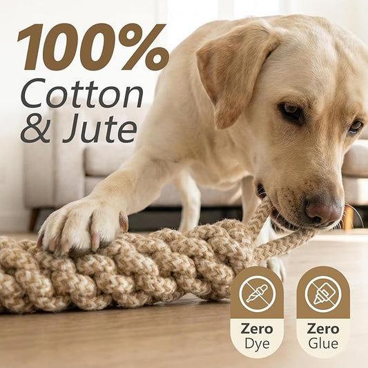IRRESTRICO Dog Chew Toys for Aggressive Chewers, Rope Toys for Large Dogs with Dental Benefits, Durable Training Chew Rope, M Size