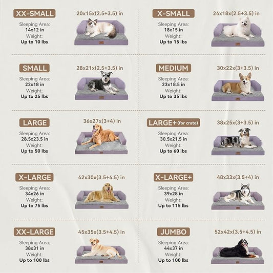 Orthopedic Large Dog Bed Washable, Dog Beds with Washable Removable Cover, XLarge Orthopedic Sofa for XLarge Dogs, Waterproof Pet Beds and Non-Slip Bottom, Extra Purple Large Pet Bed