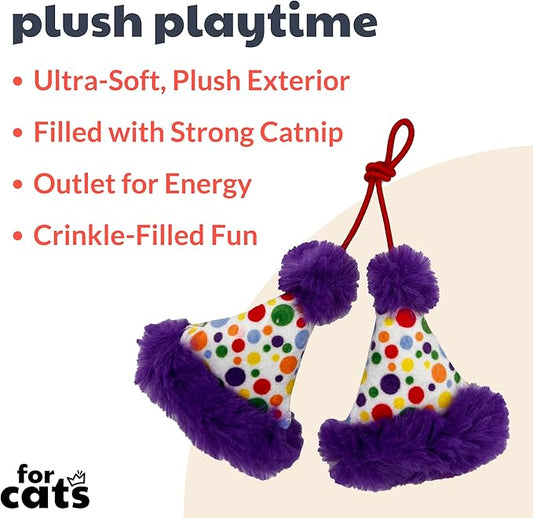 Huxley & Kent Plush Cat Toy | Party Hats | Birthday Strong Catnip Filled Cat Toy | Plush Interactive Kitten and Cats Toy with Catnip and Crinkle | Kittybelles