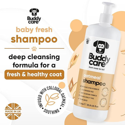 Oatmeal Dog Shampoo for Smelly Dogs (33.8oz) - Hypoallergenic & Itch Relief Formula, Gentle on Sensitive Skin, Includes Dog Shampoo and Conditioner - Essential Dog Grooming Supplies