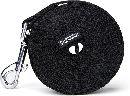 Siumouhoi Strong Durable Nylon Dog Training Leash, 1 Inch Wide Traction Rope, 6 ft 10ft 15ft Long, for Small and Medium Dog (Black, 15 Feet)