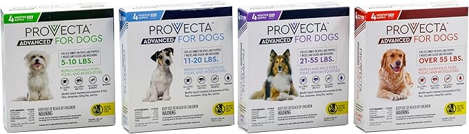 Provecta® Advanced for Dogs Flea and Tick Topical Treatment for Medium Dogs (11–20 lbs), 4-Month Supply