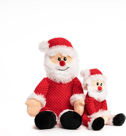 fabdog Floppies Plush Dog Toys - Cute Holiday-Themed Squeaky Dog Toy - Best Squeak Toy for All Breeds | Ideal Small Santa