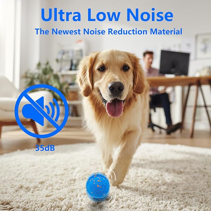 Interactive Dog Ball, Automatic Moving, Bouncing Chew Toys, Wicked Balls with 3 Modes, E-TPU Vibrating Dog Ball for Medium and Large Dogs, IP54 Waterproof, Birthday Gifts for Dogs(Blue)