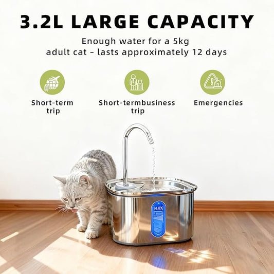 Cat Water Fountain: Cat Fountain - Water Fountains for Cats Indoor - 108oz/3.2L Cat Fountains for Drinking - Pet Water Fountain - Ultra Silent - Cat Drinking Fountain for Small Dogs