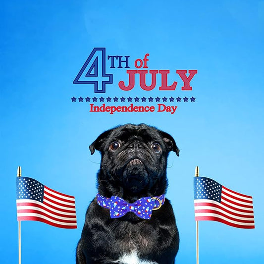 4th of July Dog Collar with Bow Tie, Summer Popsicle Flag Day Dog Bowtie Collars, Blue Adjustable Patriotic Pet Collar for Small Medium Large Dogs XS