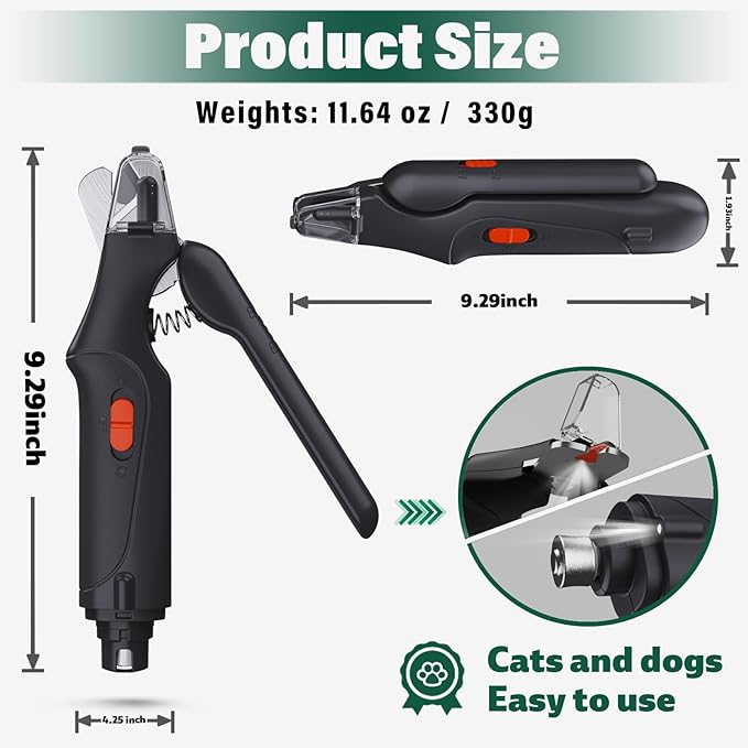CATPICK 2-in-1 Cat Nail Clippers & Dog Nail Clippers Trimmers for Large Medium Small Dogs Cats Claw Trimmer Quick Sensor and Safety Guard USB Rechargeable with 2 LED Lights Dogs Nail Trimmer
