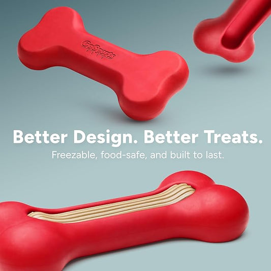 GoSports Pets PupsCream Frozen Dog Treat Holder - Dog Enrichment Fill and Freeze Bone Station - Helps Keep Dogs Busy