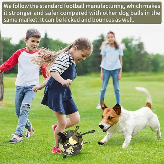 QDAN Dog Toys Soccer Ball, Interactive Toys for Tug of War, Dog Water Toy, Durable Dog Balls for Medium Large Dogs, Camouflage(8 inch)