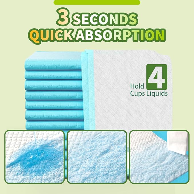 IMMCUTE Thick Puppy Pads 100 Count, Super Absorbent Potty Training Pads, Disposable Pee Pads for Dogs, Cats & Rabbits, Blue & White, 22"x23"