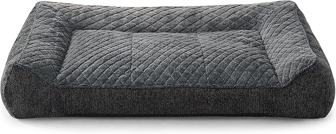JOEJOY XL Orthopedic Dog Beds Large Sized Dog, Extra Thick Supportive Big Dogs Couch Bed with Sides, Ultra Soft Pet Bed Sofa for Large Dogs, Grey, 38''x28''
