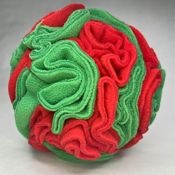 Glory To Dog Puppy and Medium Breed Snuffle Interactive Foraging Dog Puzzle Ball Toy Christmas Green and Red Large