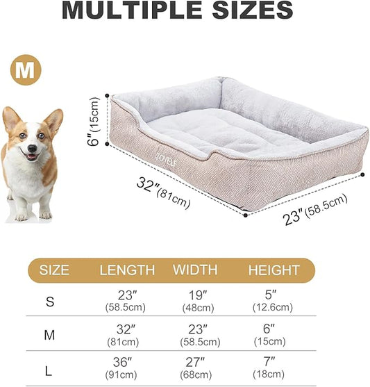 JOYELF Rectangle Dog Bed Calming Cat Bed Sofa, Cute Fluffy Pet Couch Bed for Medium Dogs and Cats - Medium(Upgraded Version)