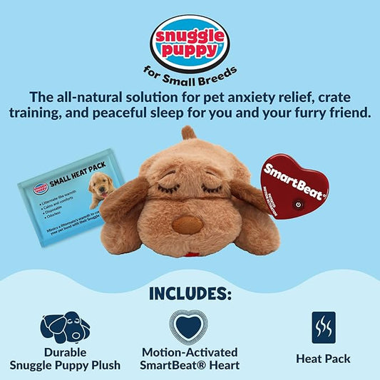 Snuggle Puppy Junior Heartbeat Puppy Toy - Heartbeat Puppy for Dogs - Pet Anxiety Relief and Calming Aid - Comfort Dog Toy - Behavioral Training and Sleep Aid Cuddle Buddy - Biscuit