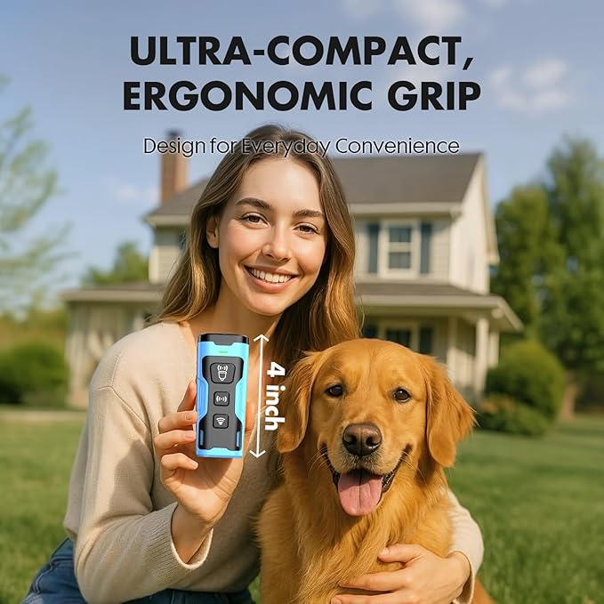 Dog Bark Deterrent Device, 3X Ultrasonic Anti Barking, 6 Training Modes 23 FT Range Barks No More Indoors Outdoors Behavior Correct Safe & Humane Rechargeable Compact Bark Control for Dogs (Blue)