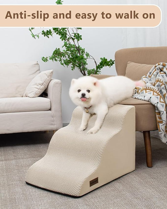Aodisman Dog Stairs for Small Dogs,3 Step Dog Ramp for Couch and Bed,Pet Stairs with Non-Slip Bottom for Old Cats,Indoor Pet Steps,Comfort,Durable,15.4" H