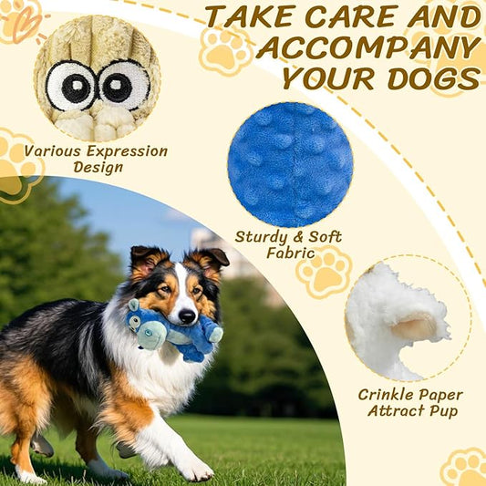 MeetYooo 3Pack Squeaky Stuffed Dog Toys- Indoor&Outdoor Playing Toys for Large to Small, Durable Plush Toys to Keep Them Busy- Animal Shape Crinkle Toy