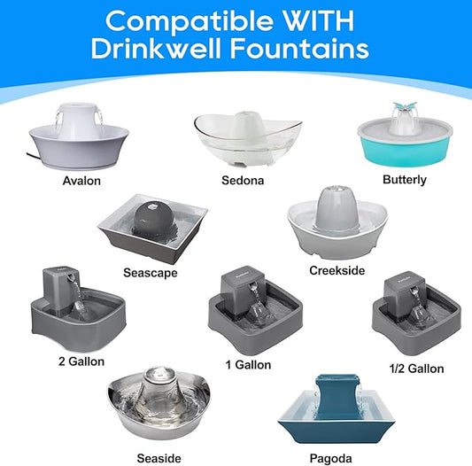 MyfatBOSS 12+12 Pack Cat Water Fountain Filter, Pre-Sponge & Replacement Carbon Filters Compatible with Petsafe for Drinkwell Fountain Avalon Pagoda Seascape Pet Fountains